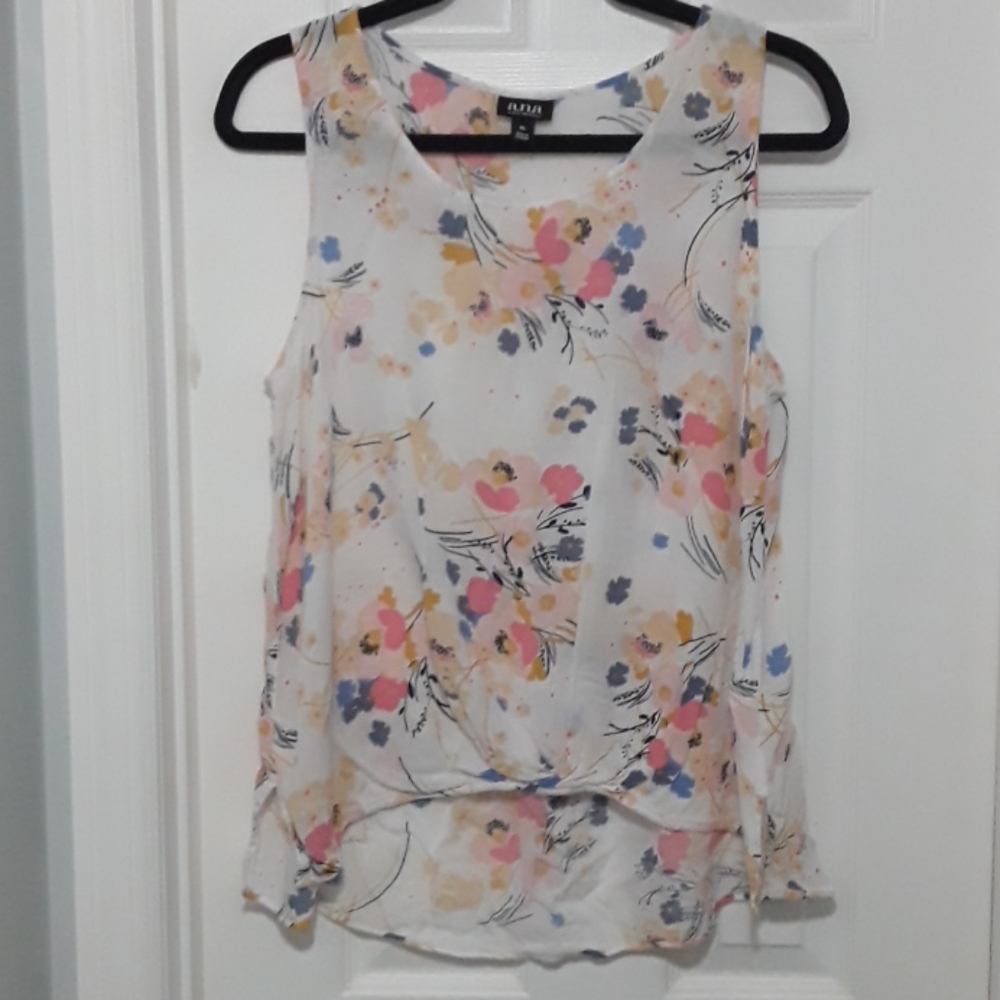 White Sleeveless Floral Top